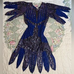 Vintage Rina Z New York Montreal Paris 100% pure silk beaded sequins dress Med